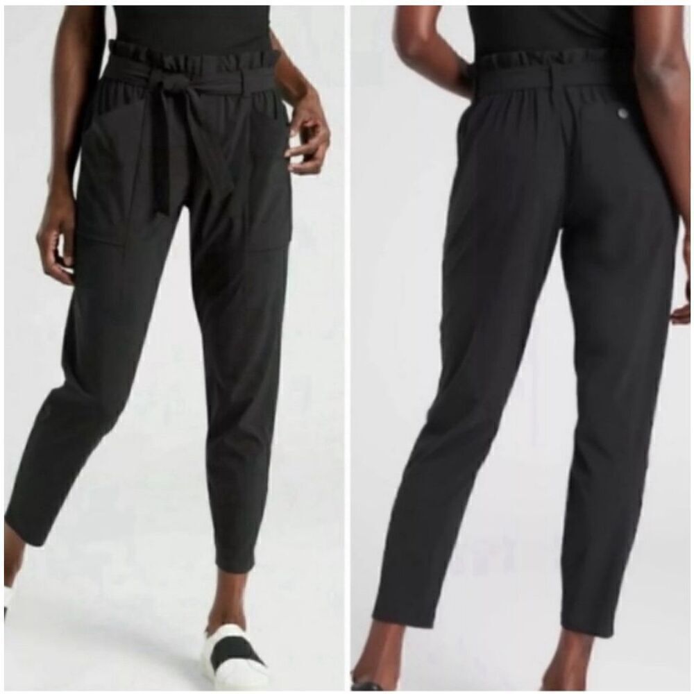 Athleta Skyline Pant Il Paperbag Waist Jogger Lightweight Black Size 10